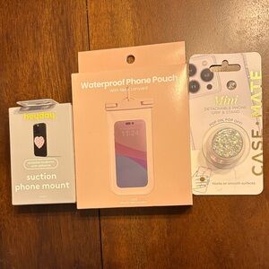 heyday Pink Waterproof Phone Pouch with Mini Glitter Phone Grip & Suction Mount